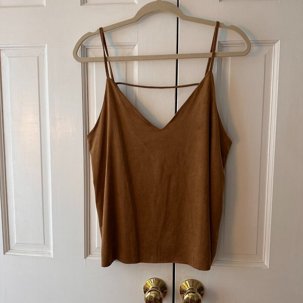 NWT Forever 21 Tan Suede Shirt - Size Large - Picture 1 of 2